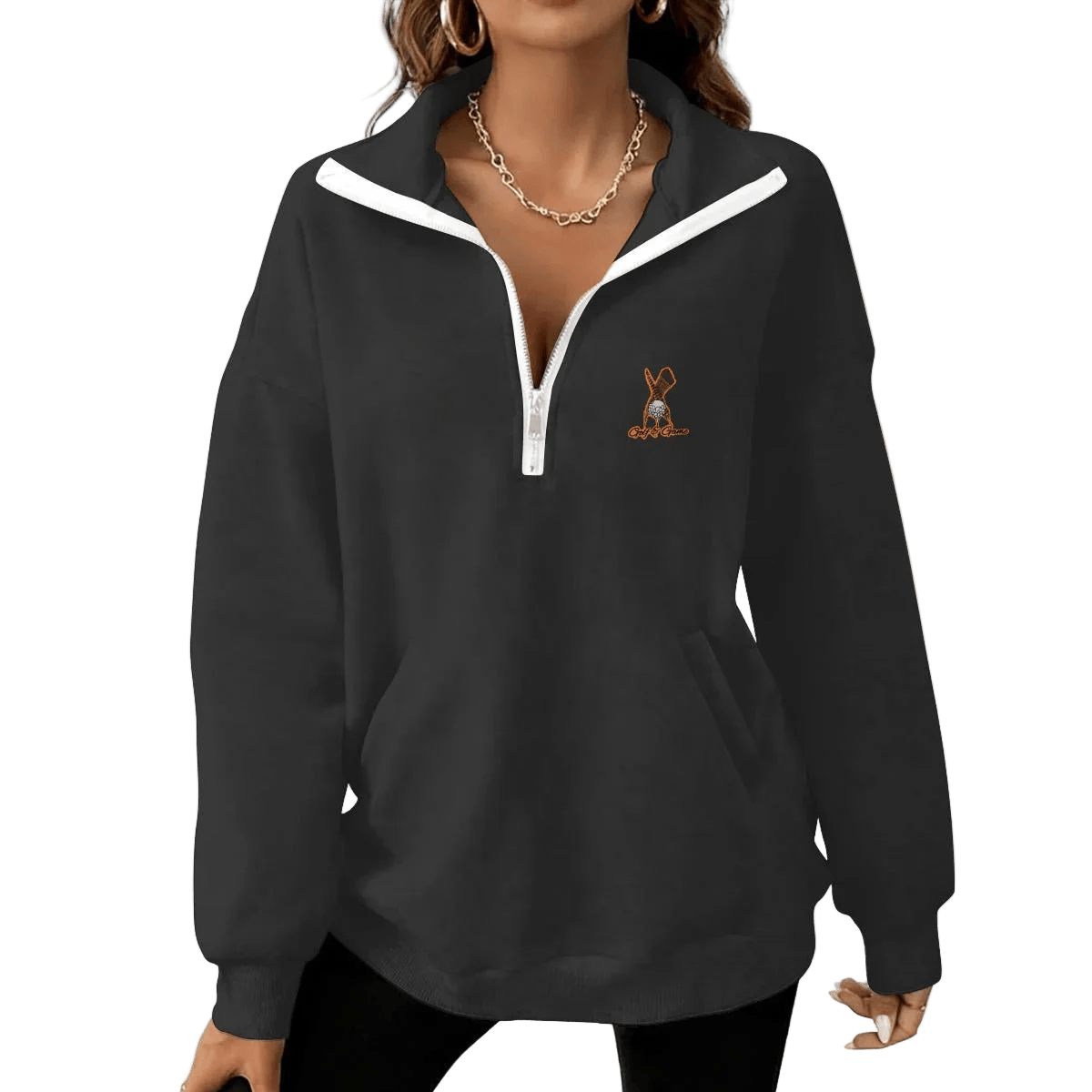 Yoycol S / Black Women's Half-Zip Fleece Pullover