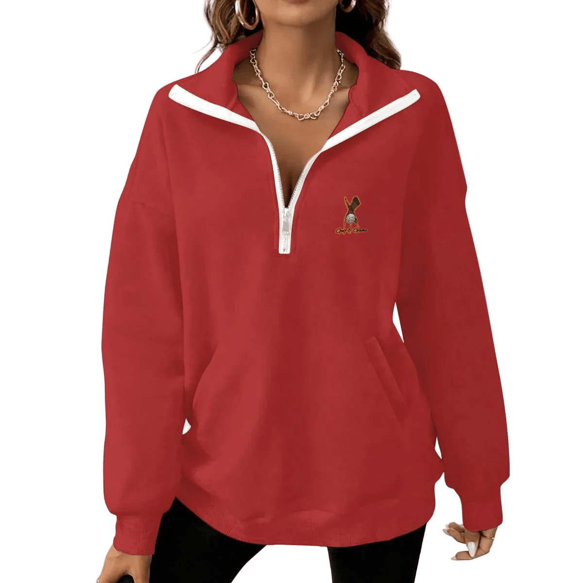 Yoycol S / Ferrari Red Women's Half-Zip Fleece Pullover
