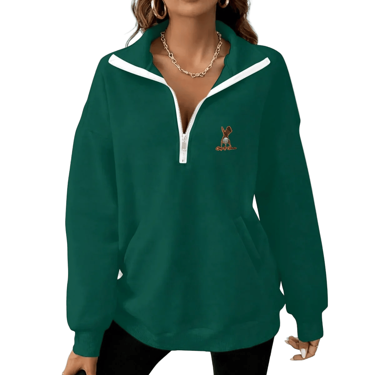 Yoycol S / Forest Green Women's Half-Zip Fleece Pullover