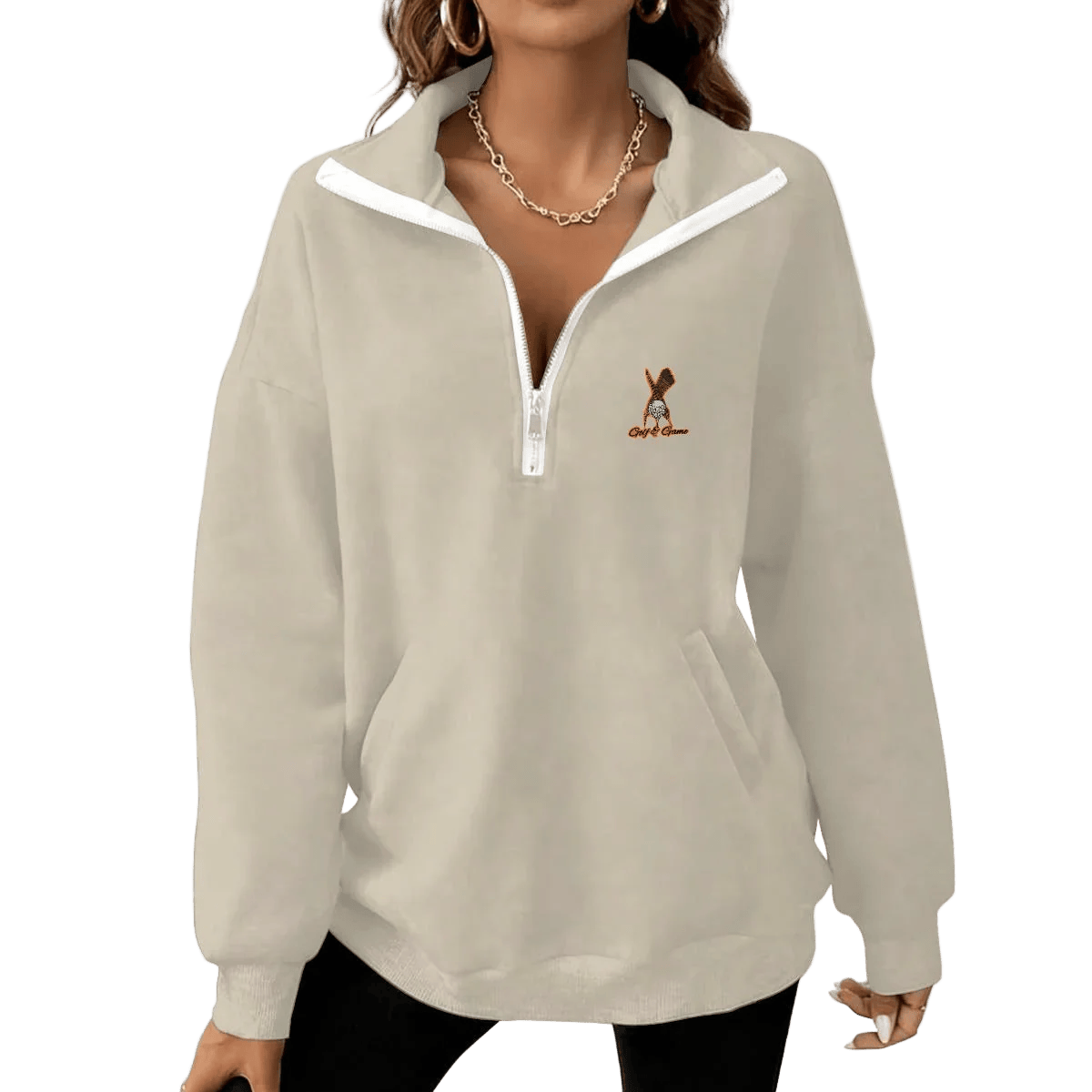 Yoycol S / Vanilla Cream Women's Half-Zip Fleece Pullover