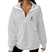 Yoycol S / White Gray Women's Half-Zip Fleece Pullover